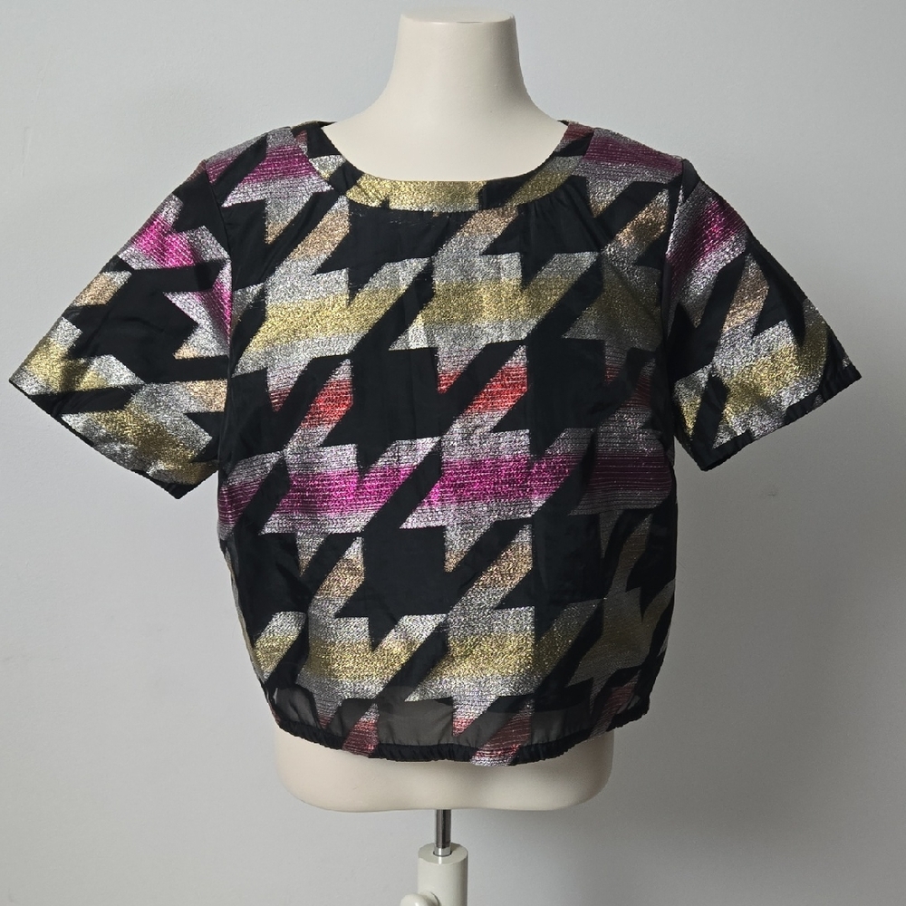 Glittery Mega Houndstooth Boxy Blouse (M)
